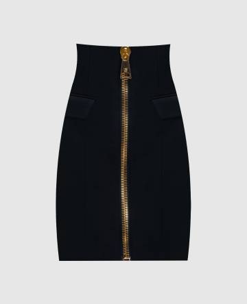 Черная юбка из шерсти с высокой посадкой