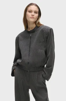 Женский темно-серый жакет в полоску pinstripe tailored bomber Серый XL Karl Lagerfeld B3W14029