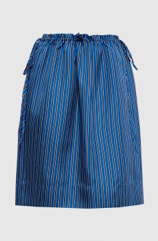 Синяя юбка из шелка в полоску