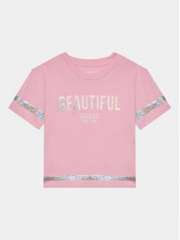 Guess Футболка K4RI26 K6YW4 Рожевий Regular Fit Guess Футболка K4RI26 K6YW4 Рожевий Regular Fit
