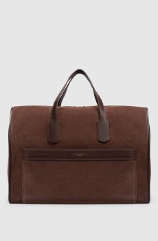 Коричневая замшевая дорожная сумка BERLINO с логотипом