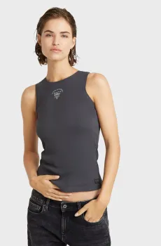Женская темно-серая майка Racerback ribbed slim tank top wmn Серый S G-Star RAW D24645,5268