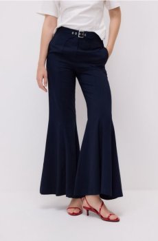 Reserved - Штани кльош з віскозою - темно-синій - 037KK-59X