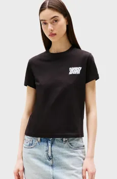 Женская черная футболка TJW REG TJ BUBBLE TEE Черный S Tommy Jeans DW0DW21338