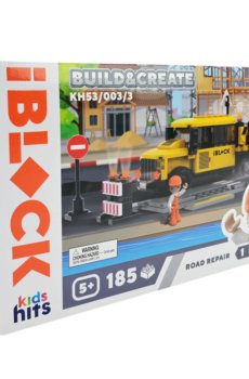 Детский конструктор iBlock Junior Build & Create Ремонт дороги, 185 элементов, от 5 лет, 32*5*21.5 см (KH53/003/3)