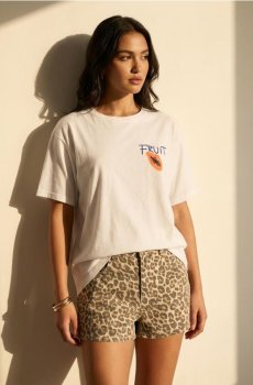 Бавовняна oversize футболка з принтом - білий