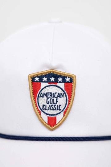 Хлопковая кепка American Needle American Golf Classic цвет белый с аппликацией Хлопковая кепка American Needle American Golf Classic цвет белый с аппликацией
