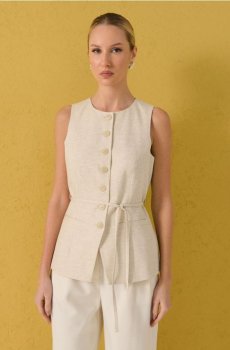 Жилет з домішкою льону - нюдовий