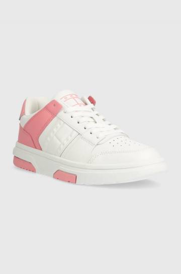 Кожаные кроссовки Tommy Jeans THE BROOKLYN LEATHER цвет розовый EN0EN02475 Кожаные кроссовки Tommy Jeans THE BROOKLYN LEATHER цвет розовый EN0EN02475