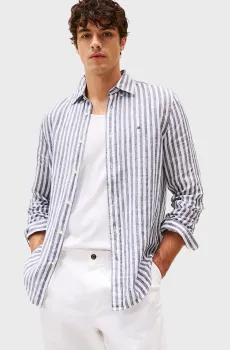 Мужская льняная рубашка в полоску ESSENTIAL Разноцветный S Tommy Hilfiger MW0MW38581