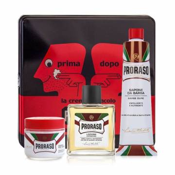 Подарочный винтажный набор для бритья Proraso Red в металлической коробке, 3 предмета Подарочный винтажный набор для бритья Proraso Red в металлической коробке, 3 предмета