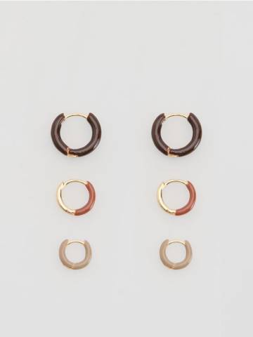 Reserved - Сережки-кільця, 3 пари - різнобарвний - 424FD-MLC Reserved - Сережки-кільця, 3 пари - різнобарвний - 424FD-MLC