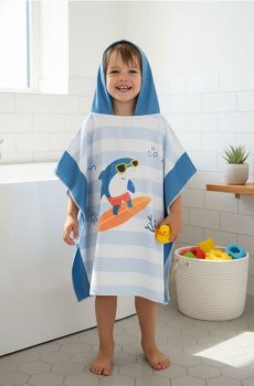 Рушник з капюшоном з мотивом акули - light blue