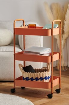Трирівневий стелаж на коліщатках - перцевий червоний