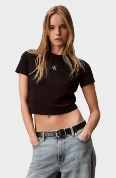 Женская черная футболка LOGO CROPPED Черный XS Calvin Klein Jeans LV047AB213