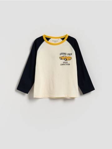 Reserved - Бавовняний лонгслів - кремовий - 058FI-01X