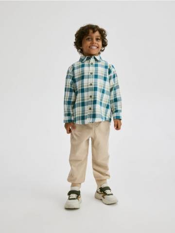 Reserved - Бавовняна картата сорочка - бежевий - 020FO-08X