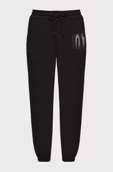 Женские черные спортивные брюки RHINESTONE SWEATPANTS Черный XL Karl Lagerfeld 236W1052