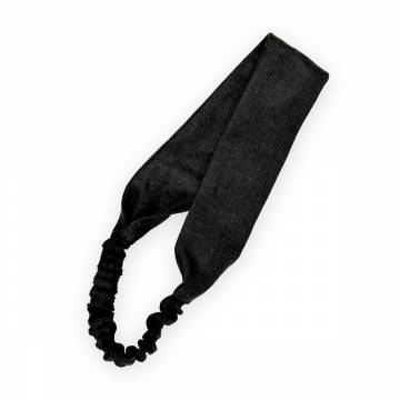 Повязка для волос Miso широкая, лен, черная, 1 шт (QS10-2)