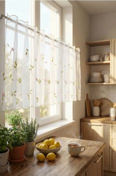 Kohvikardinate komplekt lillemustriga 2 pack - білий