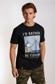 Бавовняна футболка з принтом Peaunts - чорний