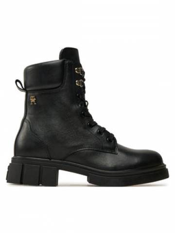 Tommy Hilfiger Черевики туристичні Lace-Up Biker Leather FW0FW08167 Чорний Tommy Hilfiger Черевики туристичні Lace-Up Biker Leather FW0FW08167 Чорний