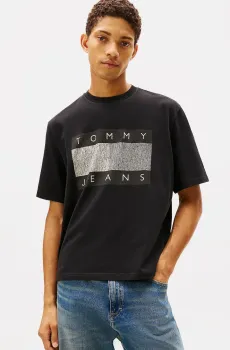 Мужская черная футболка 90S DISTRESSED FLAG Черный M Tommy Jeans DM0DM22463