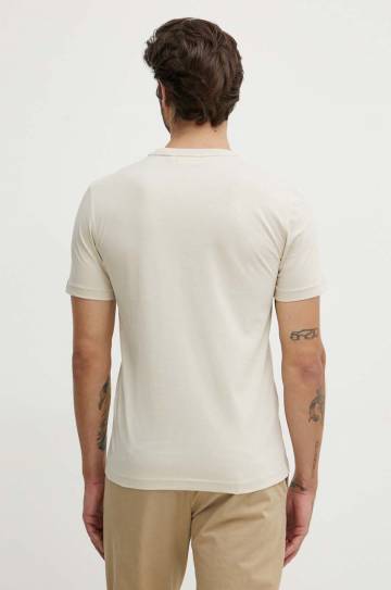 Хлопковая футболка Calvin Klein мужской цвет бежевый с аппликацией K10K113107 Хлопковая футболка Calvin Klein мужской цвет бежевый с аппликацией K10K113107