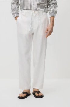 Reserved - Лляні штани chino straight - білий - 508HR-00X