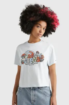 Женская голубая футболка TJW CLS HOMEGROWN 1 TEE Голубой S Tommy Jeans DW0DW15473