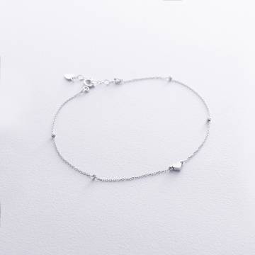 Браслет на ногу "Сердечко" в белом золоте б05346 Браслет на ногу "Сердечко" в белом золоте б05346