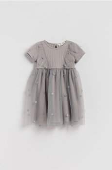 Reserved - Вишита сукня з тюлем - світло-сірий - 516FW-09X