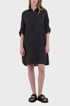 Женское черное льняное платье Черный L Replay W9007 .000.84614G