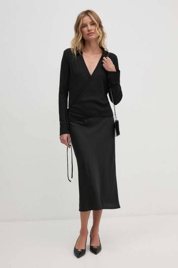 Юбка Calvin Klein цвет чёрный midi расклешённая K20K207994 Юбка Calvin Klein цвет чёрный midi расклешённая K20K207994