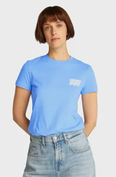 Женская голубая футболка TJW REG TJ BUBBLE Голубой XXS Tommy Jeans DW0DW21338