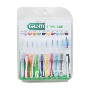 Набор межзубных щеток GUM Trav-Ler 0.6-2.6 мм, разноцветные, 10 шт