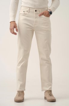 The Pant Project Men Ecru Biege Relaxed Fit Stretchable Cotton Jeans