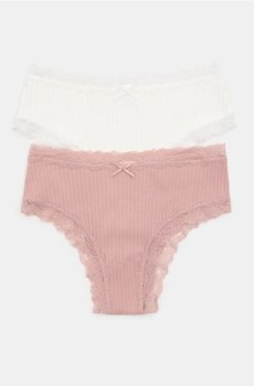 Бавовняні бразильські трусики з мереживом 2 упаковки - різнобарвний