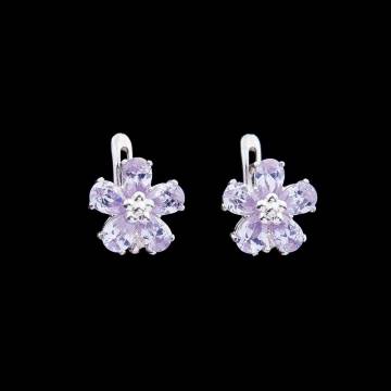 Серебряные серьги "Цветочки" с фианитами 121797 Серебряные серьги "Цветочки" с фианитами 121797