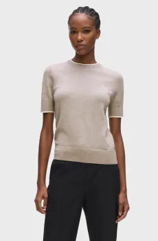 Женский бежевый шерстяной джемпер essential merino Бежевый XL Karl Lagerfeld B3W18039