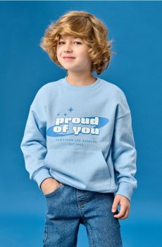 Світшот із круглим вирізом і принтом - блакитний