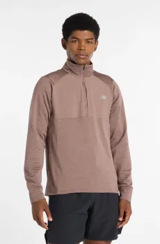 Мужской коричневый реглан Athletics Heat Grid 1/2 Zip Коричневый L New Balance MT43204EAT