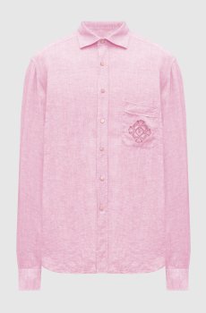 Розовая рубашка из льна