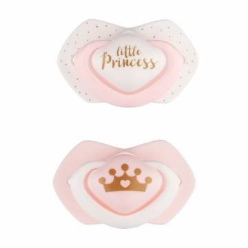 Силиконовые симметричные пустышки Canpol Babies Royal Baby розовые, 0-6 месяцев, 2 шт (22/650_pin)