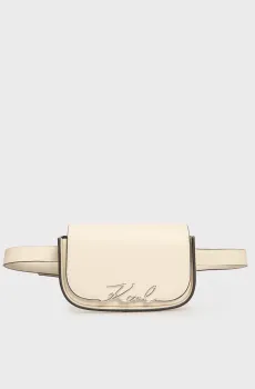 Женская белая кожаная поясная сумка SIGNATURE BELT BAG Белый ONESIZE Karl Lagerfeld A2W30003