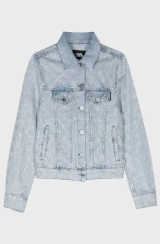 Женская голубая джинсовая куртка с узором KL RHINESTONE Голубой S Karl Lagerfeld 241W1420
