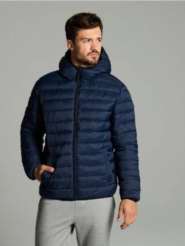 Квітована куртка puffer з капюшоном - темно-синій