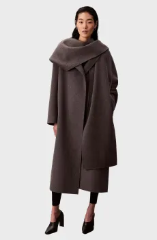 Женское темно-серое шерстяное пальто Dbl Face Wool Scarf Серый M Calvin Klein LV044D555G