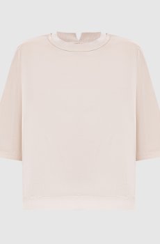 Бежевая блуза из шелка с цепочкой