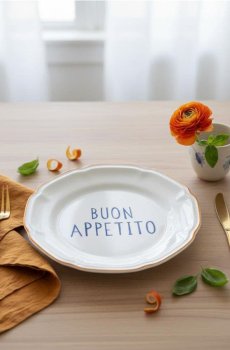Керамічна тарілка з написом Buon Appetito - жовтий